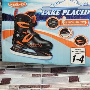 Lake Placid Boys Adjustable Ice Skates - Black and Orange